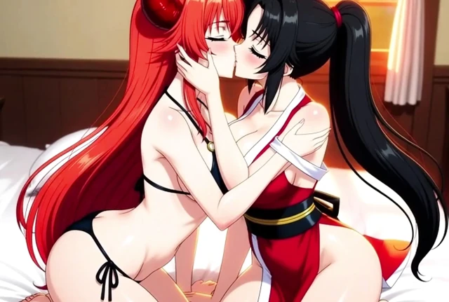 Rias Gremory ve Mai Shiranui - yetişkin animasyonlu karşılaşma