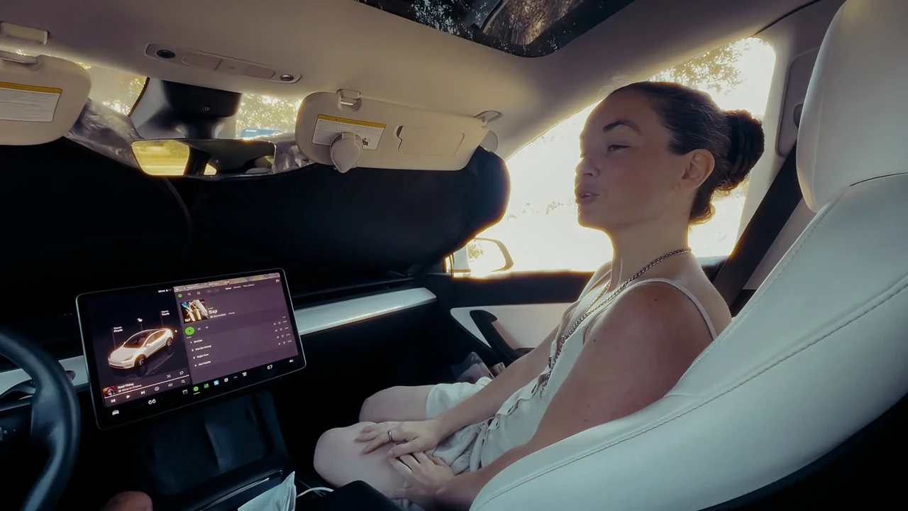 Kreatur lutscht den schwanz ihres Schöpfers in einem Tesla-pOV