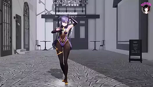 Ateşli mona seksi dans ediyor ve kademeli olarak soyunuyor