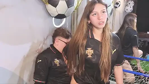 Sweaty amateur sex: My stepbrother fucks me after playing football.