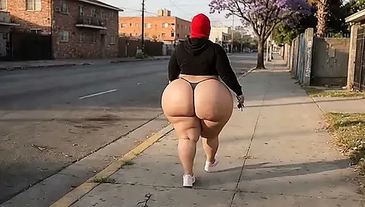 Big Ass Girl Walking in Tight Leggings on the Street