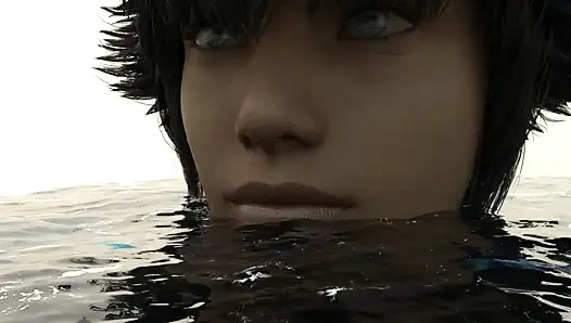 Dev kadın yüzücü yalıyor