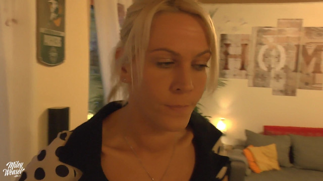 Blonde neighbor gets fucked fast and horny !!