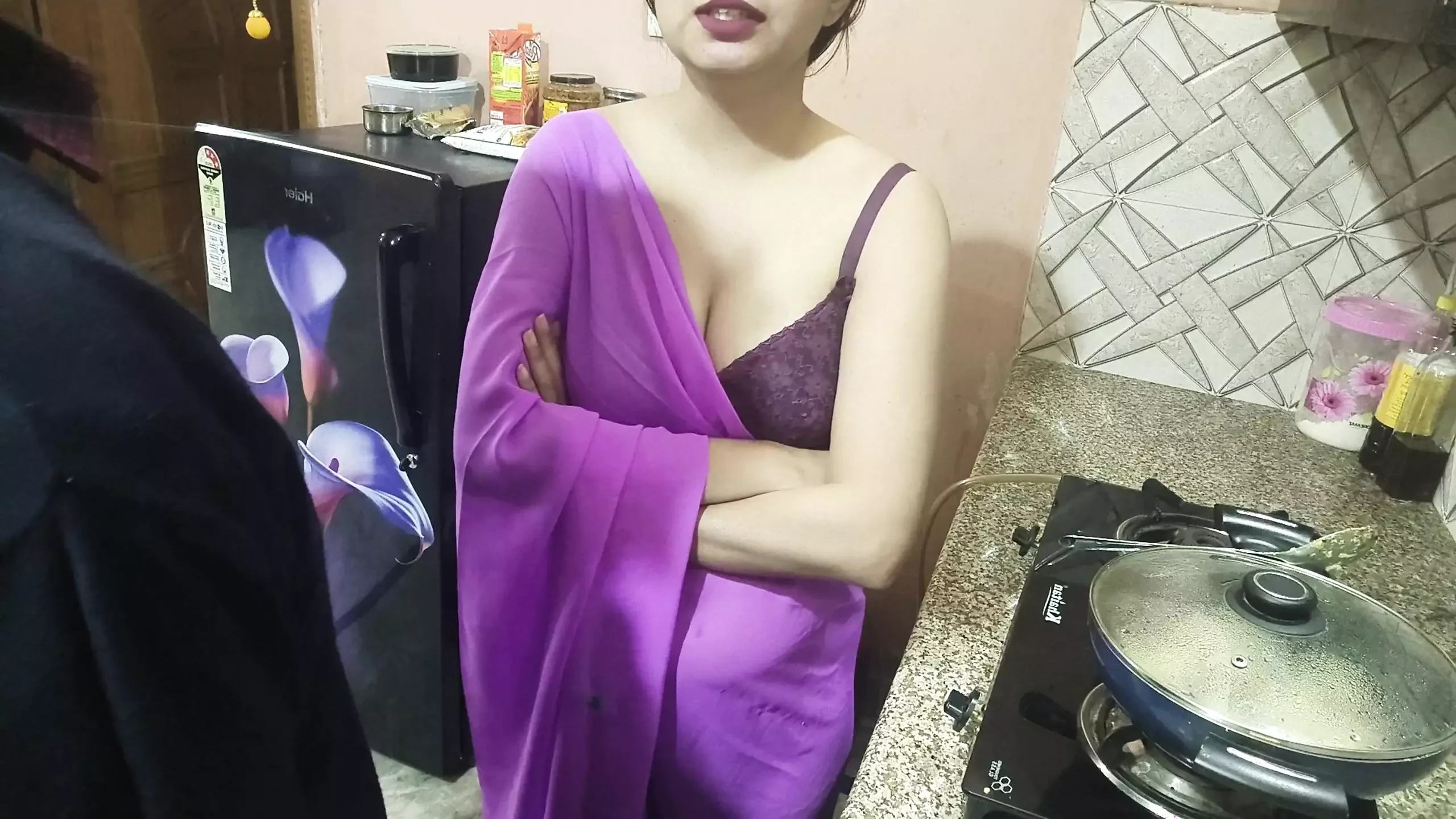 Desi Indian step mom surprise her step son Vivek on his birthday dirty talk in hindi voice