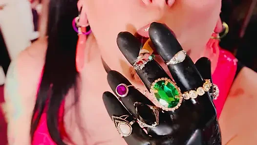 18 Rings & Latex Gloves! Miss Tina Snua Smoking 2 Cork Cigarettes For Her Glove Fan! - Smoker OMI OME Snap Inhales Drifting