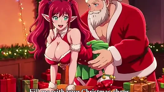 Noel Baba Noel'de büyük memeli orta yaşlı seksi kadına özel hediye veriyor