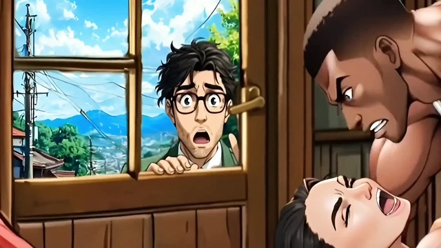 Aldatılan Koca Işten Eve Çok Erken Geldi Ve Karısını Bahçıvanla Sikişirken Yakaladı. Anime. Hentai