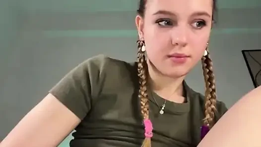 Riding dildo so hard with jucielussie creampie tight pussy