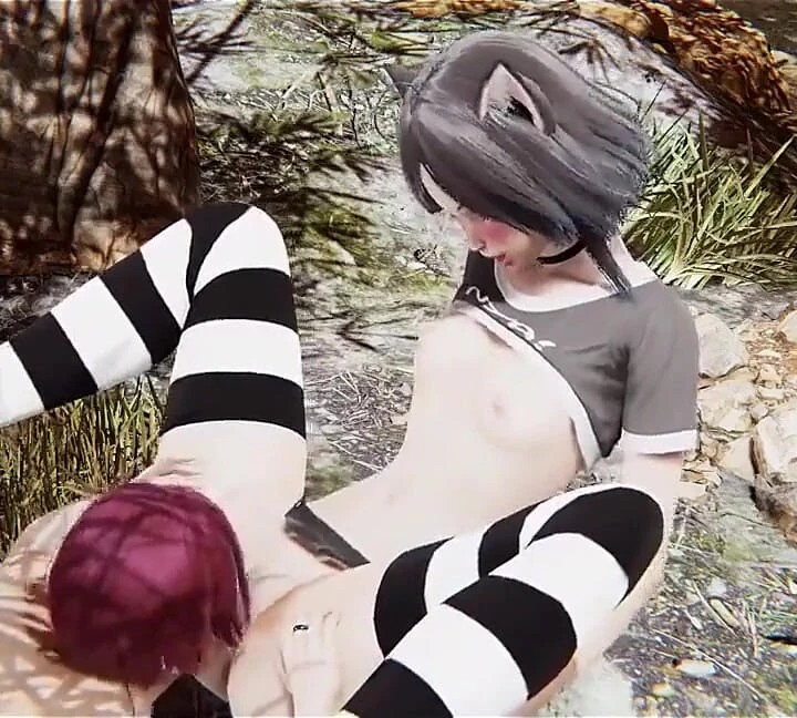 Kedi yavruları kedi kızı hentai'ye ziyafet çekiyor (oral ve penetrasyon)