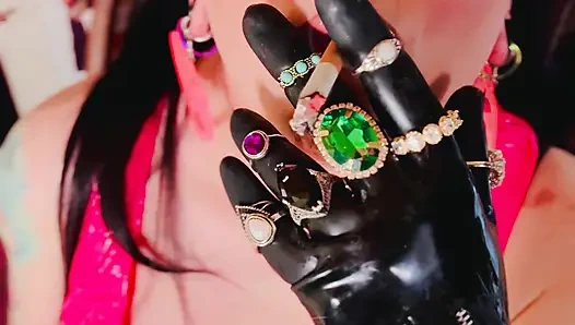 18 Rings & Latex Gloves! Miss Tina Snua Smoking 2 Cork Cigarettes For Her Glove Fan! - Smoker OMI OME Snap Inhales Drifting