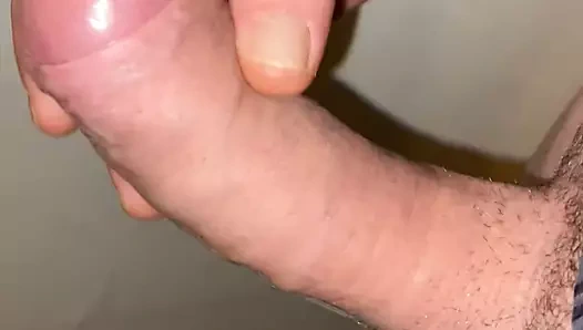 Long uncut cock jerk off