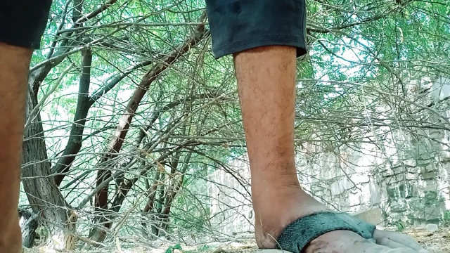 Boy masturbating in the dense forest