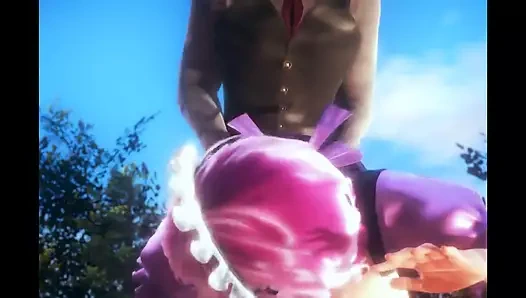 Kokoro hizmetçi büyük göğüslerini gösteriyor - animasyon