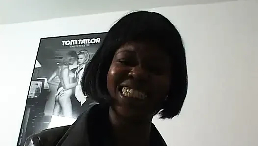 Hairy ebony teen sucks white cock
