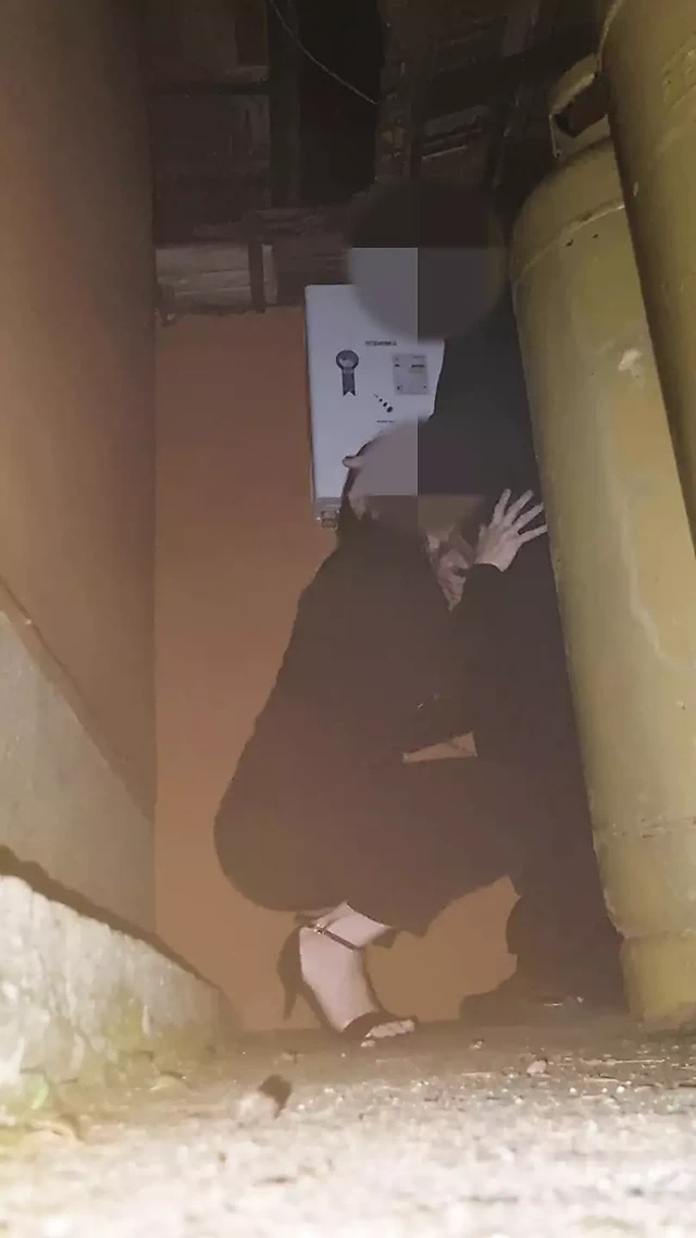 Şirket yıl sonu partisi.evli bir kadın yarak emmek için bir köşede diz çöker.