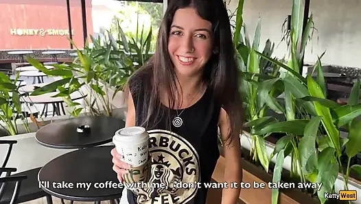 Starbucks'ta çılgın boşalma - umumi tuvalette sakso, spermle kahve içme