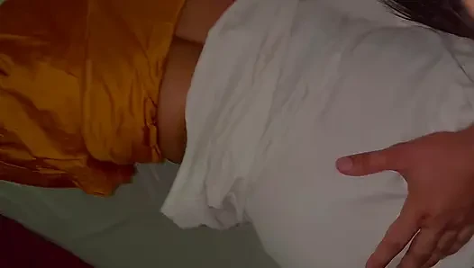 Indian MILF aunty tight pussy fucked by house worker in her bedroom