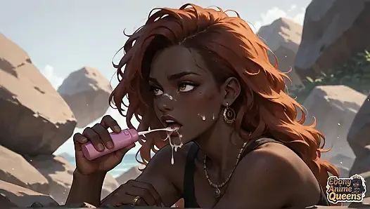 Kırmızı-ateşli, zenci xxx pornosu, koyu huylu kraliçenin şelale oral baştan çıkarma.