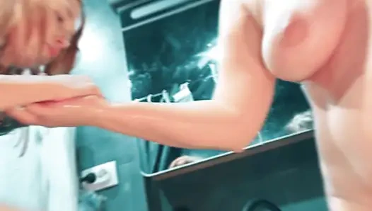 Angry Naked Pregnant Stepmom Screams at Lazy Stepkids - Meanwhile Stepbrother Secretly Fucks Stepsister in the Same Bathroom!