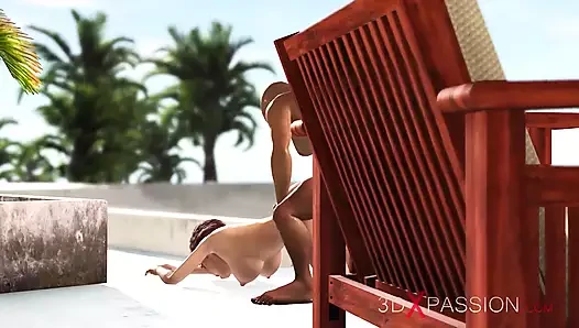 Azgın azgın esmer açık havada bir cüce tarafından sert sikiliyor