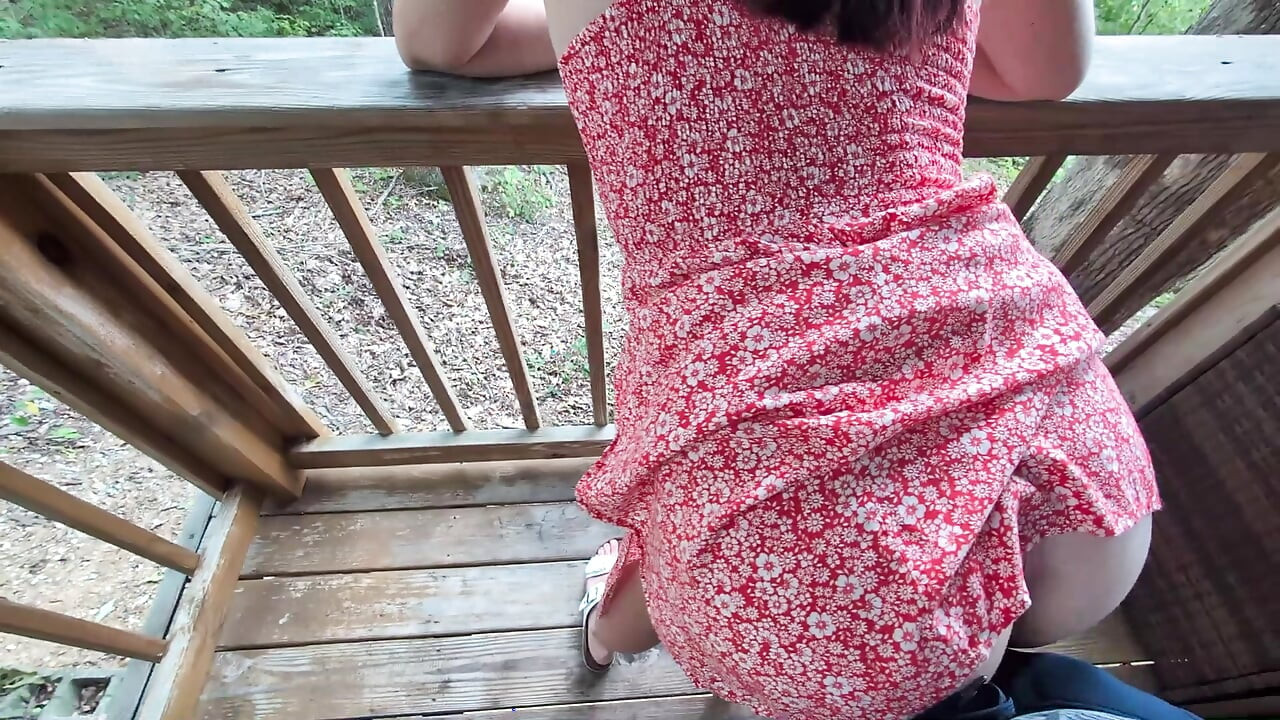 POV lap dance from redhead in summer dress