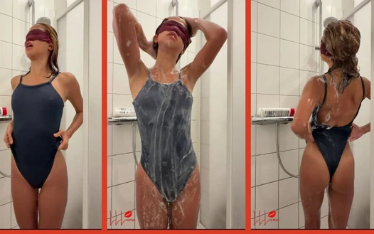 Clothed Shower in Swimsuit - Skinny Asian Wants You to Watch Her Petite Body in Soap Shower