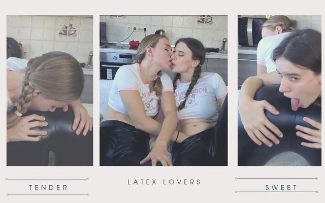 Блондинка И Брюнетка Показывают Легинсы Из Латекса