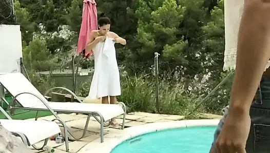 Swimming on a Nature Pool with Hot Beauty Lilu Moon
