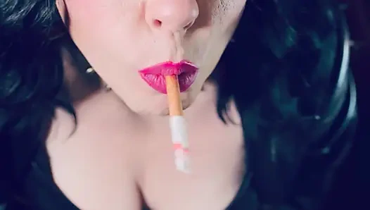 Your Leather Clad Mistress Tina Snua Smokes One Cork 100 Cigarette In Satin Gloves - Listen To The Squeak Of My Leather!