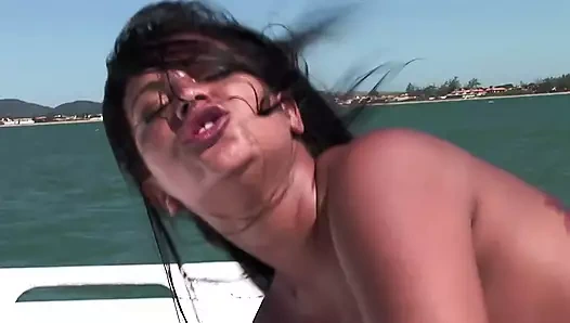 Sailing trip the captain gives the couple a hand