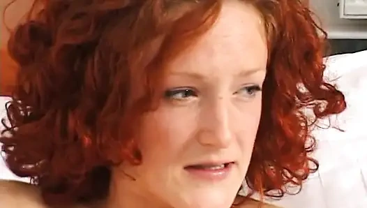 Curly hair redhead teen gets fingered in pov action