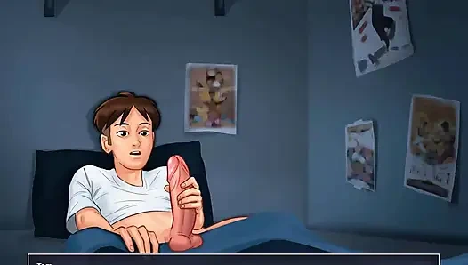 Summertime saga:  stepson jerks off thinking about his stepmom ep 48