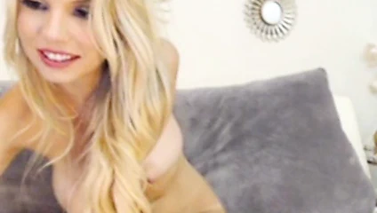 hot sexy blonde model fingers herself drinking wine on chat