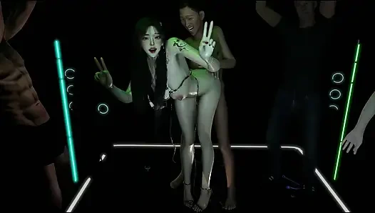 3 boyutlu süper seksi Asyalı bebek grup sekste sikiliyor