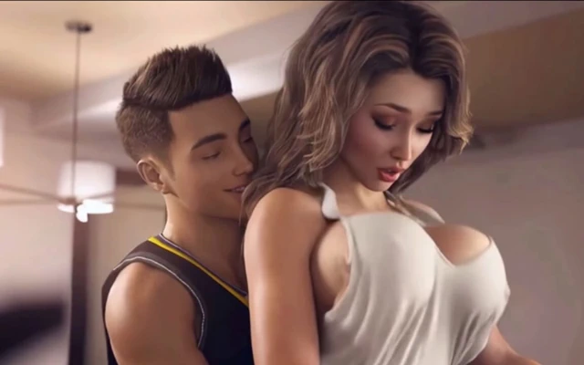 Bir evli kadın ve üvey anne mutfakta gerçek sikişiyor göğüs masajı