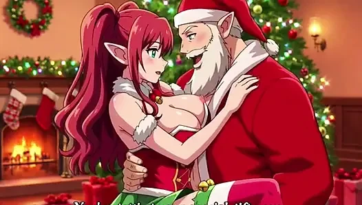 Noel Baba Noel'de büyük memeli orta yaşlı seksi kadına özel hediye veriyor