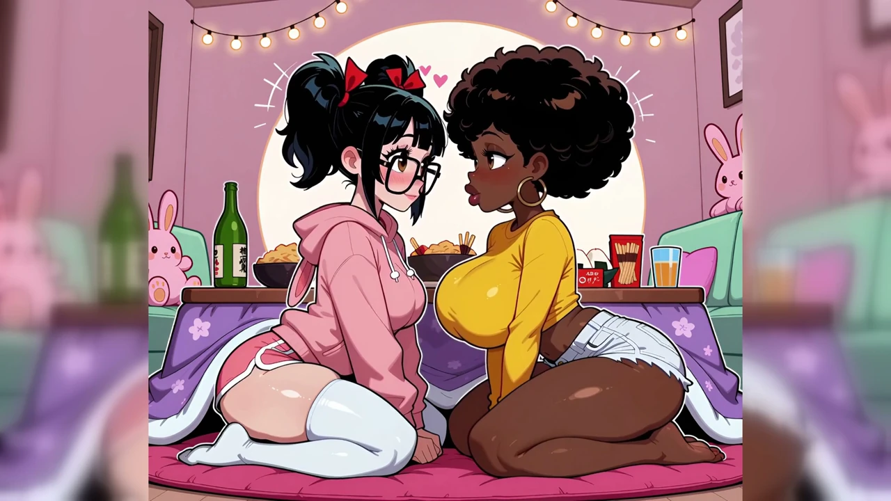 POV – Lesbian Slumber Party Orders Pizza With Extra Sausage. AI-Generated