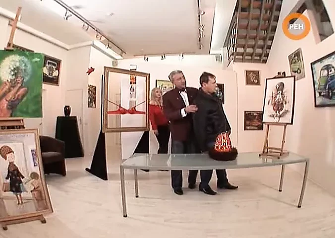 Busty Ukrainian topless art exhibit prank