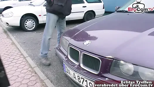 German granny persuaded to have sex on the street
