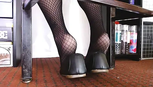 Siyah bale düz naylon çorap file