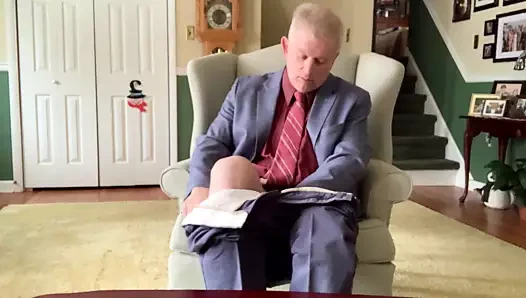 Horny Silver daddy strips off clothes and jerks off