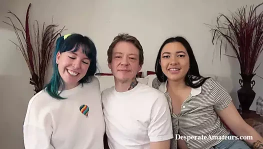 Oyuncu seçmelerinde üçlü grup seks derlemesi - ateşli orta yaşlı seksi kadın grup seks yapıyor
