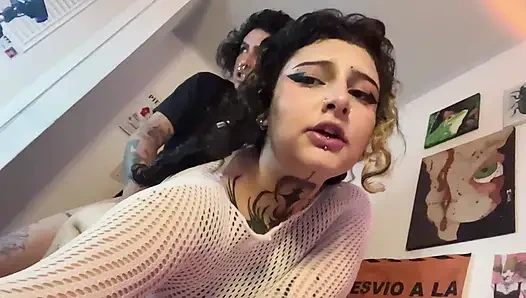 Colombian gothic slut bitch fucks her stepbrother until she makes him cum in her big ass