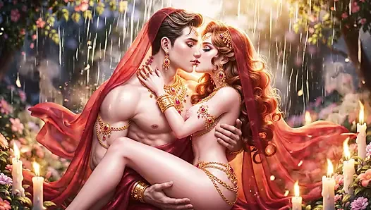 Yumuşak mum ışığı mein desi evli kadın ki samimi gece - beyaz sari mein kocası ke saath tam kucaklama seks