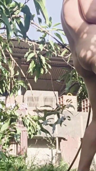 SECRETLY WATCHING MY LONELY NEIGHBOOR TAKING BATH AT THE BACK OF HER HOUSE | Clip 2