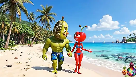 Bölüm 4 - sevimli ananas kızı ve tatlı avokado adam nazik tropikal anları paylaşıyor yapay zeka hentai