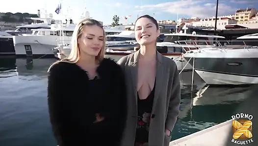 Jade ve Francesca, iki muhteşem kız, büyük bir yarağı paylaşıyor