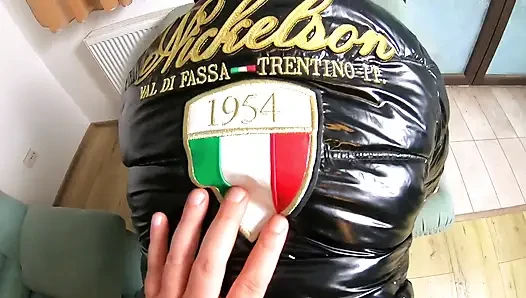 Glossy Nikelson Deli gömleği bakış açısı. Domalma, gırtlağına kadar alma ve ceketime çifte boşalma