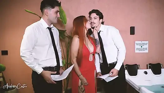 Bir röportaj amımda iki yarakla üçlü seksle bitiyor - andrea castro, papi rodriguez ve joe dimarco