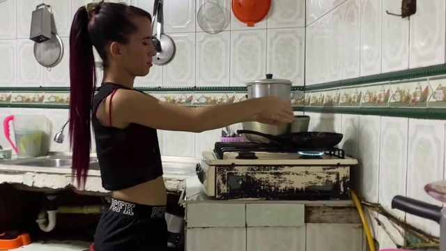 My stepbrother comes home tired from the gym so I spoil him for a while with a good fuck